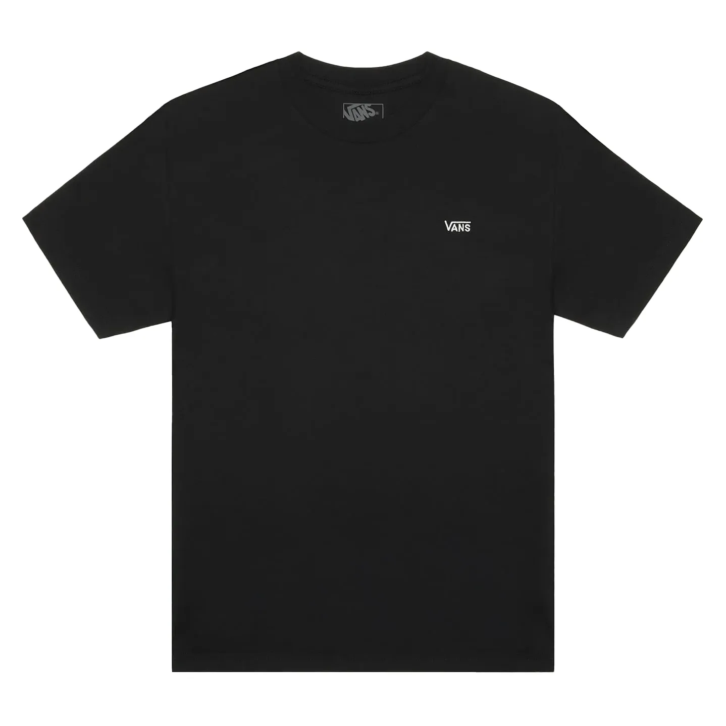 Camiseta masculina Vans preta com logo branco no peito vista frontal